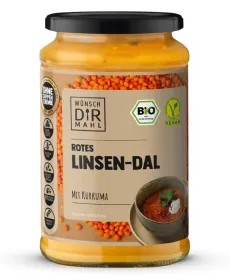 Pfandglas - rotes Linsen-Dal mit Kurkuma 380ml Bio
